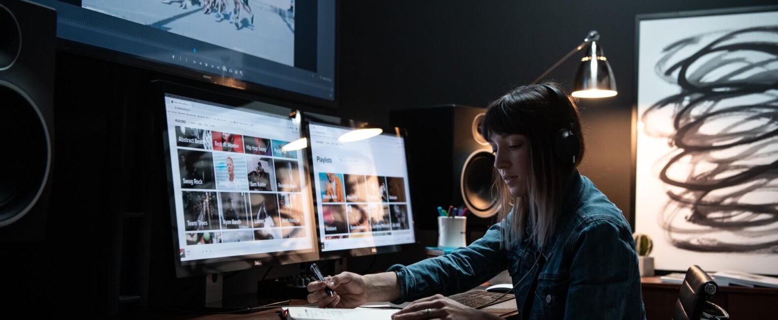 woman at editing workstation