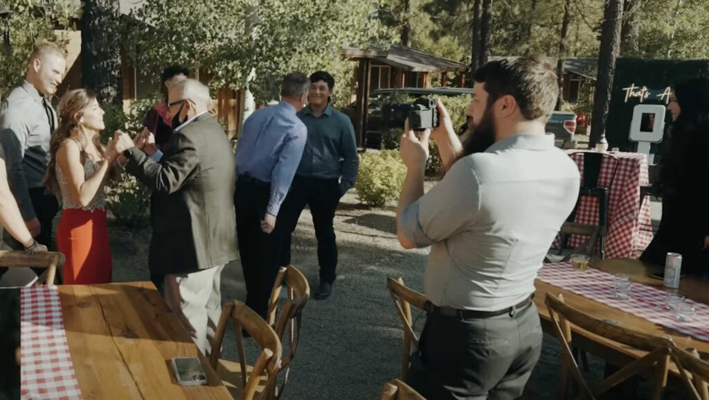 Wedding videographer at work