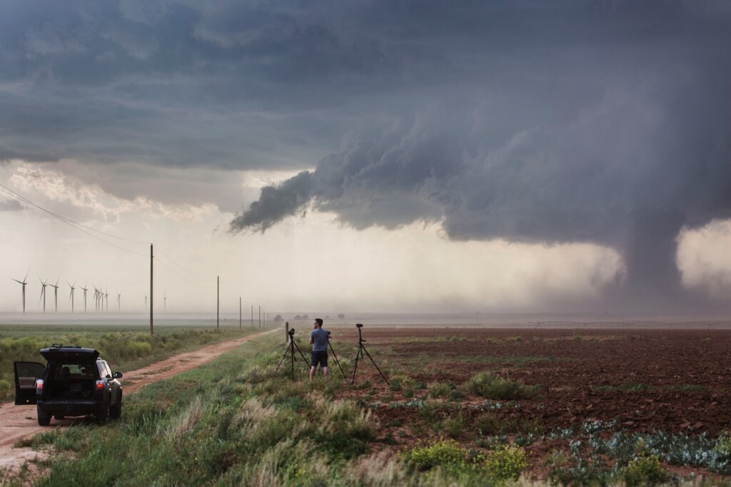 Mike Olbinski filming a tornado from a distance